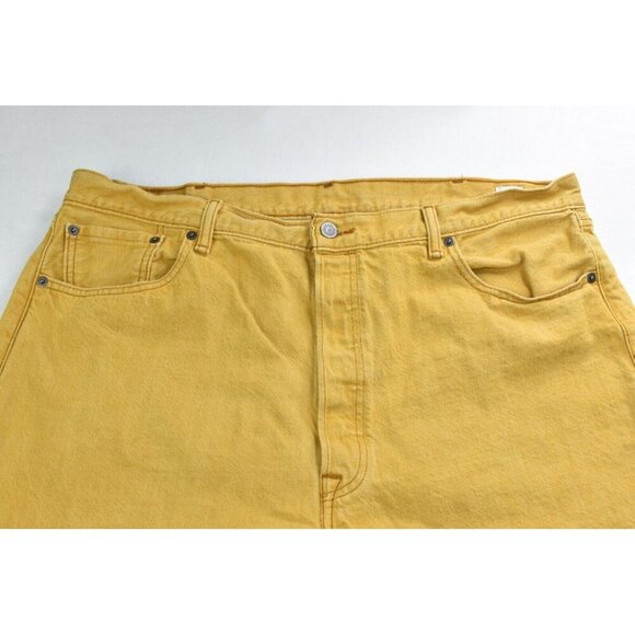 Levi's 501 Men's Jeans Size 42 X 27 Button Fly Denim Mustard Yellow  -Flaws- - Picture 3 of 16
